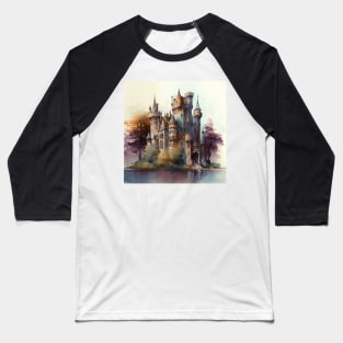 Castle Watercolor Ornament Baseball T-Shirt